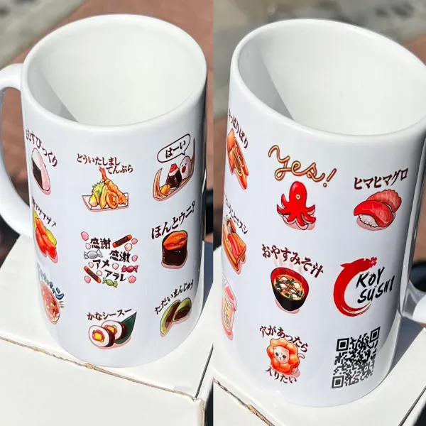 Taza A (estampado de sushi)